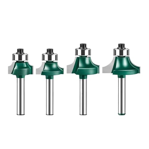 Rundfräser for Kanten, 6mm 1/4 Zoll Schaft zur Eckenabrundung und Fasenbearbeitung(4PCS SET 6.35mm) von TAOMENJS