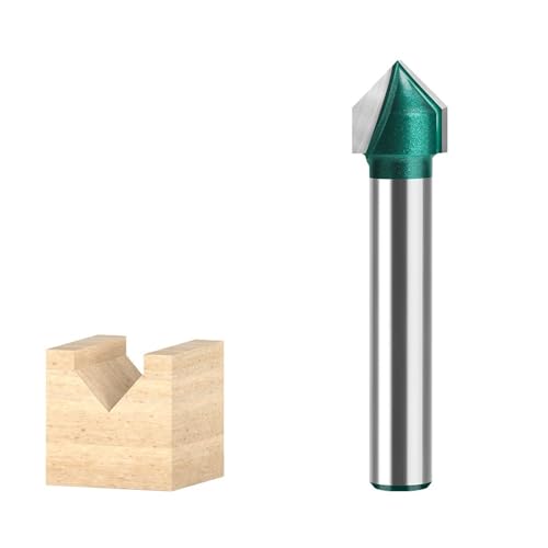 V-Nut-Fräser, 6 mm, 1/4 Zoll Schaft, 90-Grad-Fräser for die Holzbearbeitung, Hartmetall-bestückter CNC-Gravur-Schaftfräser(6.35X9.52mm) von TAOMENJS