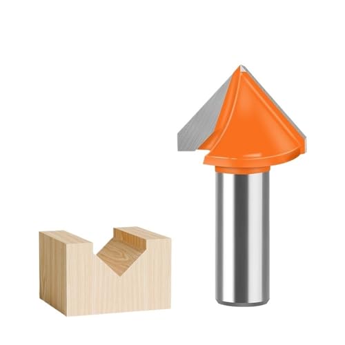 V-Nut-Fräser, 90 Grad 120 Grad Hartmetall-CNC-Gravierbits 12 mm 1/2 Zoll Schaft 3D V-förmiges Anfas-Fräswerkzeug for die Holzbearbeitung(12.7X32X90) von TAOMENJS