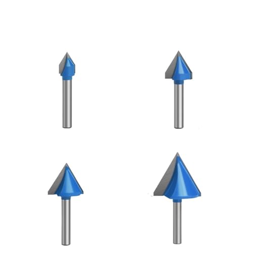 V-Nut-Fräser-Set mit 6 mm Schaft, 60/90/120/150 Grad, hartmetallbestückt, V-Nut-CNC-Gravierfräser, Fasenschneidwerkzeug for die Holzbearbeitung(60 degree 4pcs) von TAOMENJS