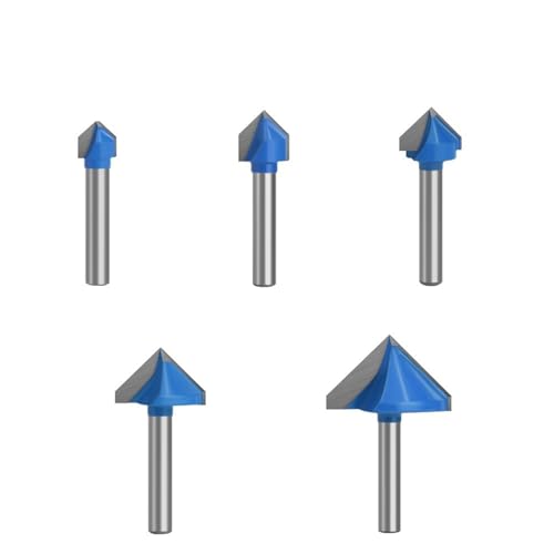 V-Nut-Fräser-Set mit 6 mm Schaft, 60/90/120/150 Grad, hartmetallbestückt, V-Nut-CNC-Gravierfräser, Fasenschneidwerkzeug for die Holzbearbeitung(90 degree 5pcs) von TAOMENJS