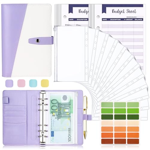 Budget Planner Budget Binder A6, Budgetplaner Geld Organizer mit Weiche PVC Tasche, TAOPE PU Leder Budget Binder Notizbuch A6 Cash Stuffing, 6 Löcher Budget Planner, Haushaltsbuch mit Geldfächer Lila Budget Planner Budget Binder A6, Budgetplaner Geld Organizer mit Weiche PVC Tasche, TAOPE PU Leder Budget Binder Notizbuch A6 Cash Stuffing, 6 Löcher Budget Planner, Haushaltsbuch mit Geldfächer Lila von TAOPE