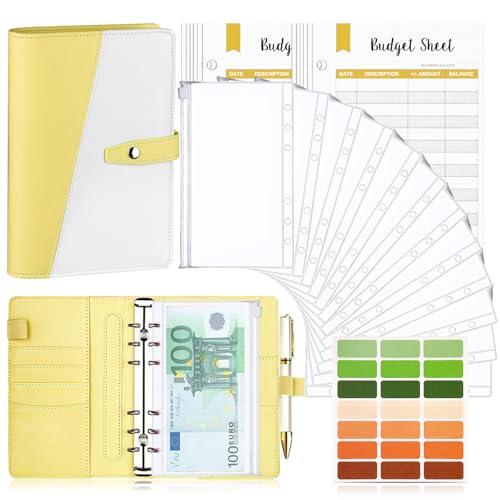 Budget Planner Budget Binder A6, Budgetplaner Geld Organizer mit Weiche PVC Tasche, TAOPE PU Leder Budget Binder Notizbuch A6 Cash Stuffing, 6 Löcher Budget Planner, Haushaltsbuch mit Geldfächer Gelb Budget Planner Budget Binder A6, Budgetplaner Geld Organizer mit Weiche PVC Tasche, TAOPE PU Leder Budget Binder Notizbuch A6 Cash Stuffing, 6 Löcher Budget Planner, Haushaltsbuch mit Geldfächer Gelb von TAOPE