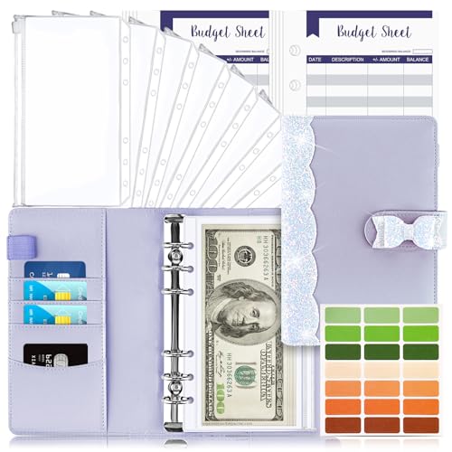 Budget Planner Budget Binder A6, Budgetplaner Geld Organizer mit Weiche Tasche, TAOPE Budget Binder Notizbuch Cash Stuffing, 6 Löcher Budget Planner, Haushaltsbuch mit Geldfächer Schmetterling Violett Budget Planner Budget Binder A6, Budgetplaner Geld Organizer mit Weiche Tasche, TAOPE Budget Binder Notizbuch Cash Stuffing, 6 Löcher Budget Planner, Haushaltsbuch mit Geldfächer Schmetterling Violett von TAOPE
