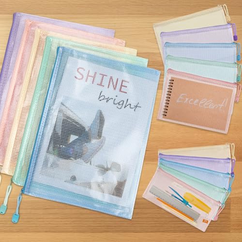TAOPE 15 Pcs Dokumententasche mit Reißverschluss A4 A5 A6, Wasserdichter Dokumentenbeutel, Mesh Plastic Zip Bag für Dokumente, Quittung, Papier, Schule, Prüfungsblatt, Kosmetik, Reise, 5 Farben TAOPE 15 Pcs Dokumententasche mit Reißverschluss A4 A5 A6, Wasserdichter Dokumentenbeutel, Mesh Plastic Zip Bag für Dokumente, Quittung, Papier, Schule, Prüfungsblatt, Kosmetik, Reise, 5 Farben von TAOPE