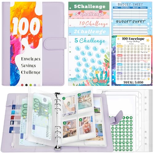 TAOPE A5 Binder mit Budget Planner Zubehör, A5 Ringbuch Kunstleder, Ringbuch A5 Nachfüllbar mit klaren Umschlägen Taschen, 100 Envelope Saving Challenge Einsätze, Lila Budgetplaner A5 Für Reisearbeit TAOPE A5 Binder mit Budget Planner Zubehör, A5 Ringbuch Kunstleder, Ringbuch A5 Nachfüllbar mit klaren Umschlägen Taschen, 100 Envelope Saving Challenge Einsätze, Lila Budgetplaner A5 Für Reisearbeit von TAOPE