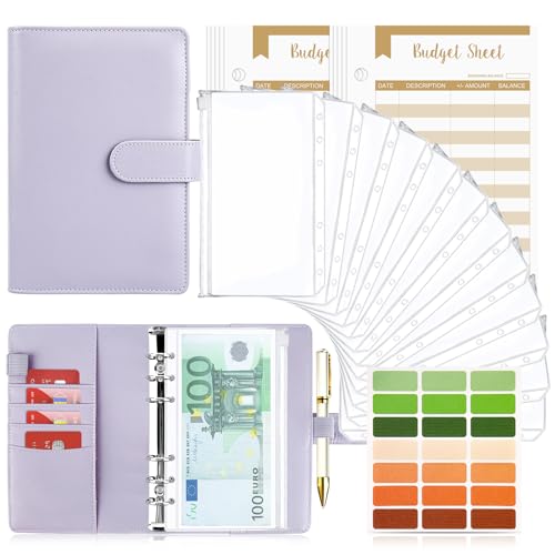 Budget Planner Budget Binder A6, Budgetplaner Geld Organizer mit Weiche Tasche, TAOPE Budget Binder Notizbuch A6 Cash Stuffing, 6 Löcher Budget Planner, Haushaltsbuch mit Geldfächer Reines Lila Budget Planner Budget Binder A6, Budgetplaner Geld Organizer mit Weiche Tasche, TAOPE Budget Binder Notizbuch A6 Cash Stuffing, 6 Löcher Budget Planner, Haushaltsbuch mit Geldfächer Reines Lila von TAOPE