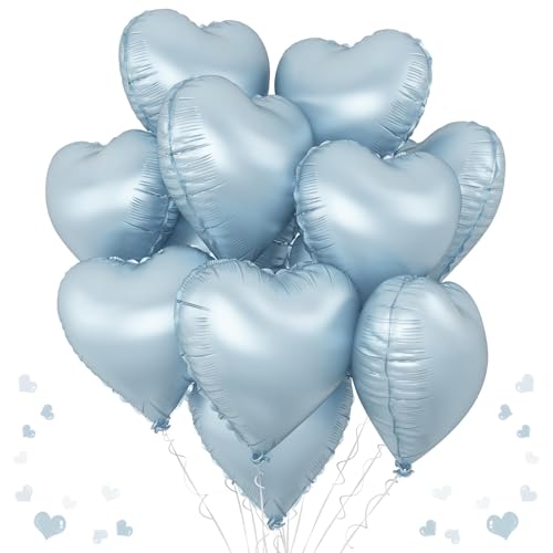 Babyblaue Herz-Folienballons, 10 Stück, hellblaue Herzform, Party-Dekorationen für Geburtstag, Babyparty, Abschlussfeier, Winter, Eiskönigin Partyzubehör Babyblaue Herz-Folienballons, 10 Stück, hellblaue Herzform, Party-Dekorationen für Geburtstag, Babyparty, Abschlussfeier, Winter, Eiskönigin Partyzubehör von TAOYE