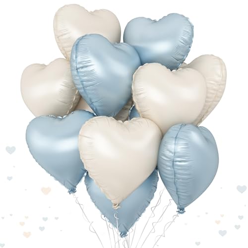 Blau-weiße Herz-Luftballons, 45,7 cm, babyblau-cremefarben, Folien-Herzballon, Helium, 10 Stück, große beigefarbene Herzform, Mylar-Ballons für Boho-Thema, Geburtstag, Babyparty, Hochzeit Blau-weiße Herz-Luftballons, 45,7 cm, babyblau-cremefarben, Folien-Herzballon, Helium, 10 Stück, große beigefarbene Herzform, Mylar-Ballons für Boho-Thema, Geburtstag, Babyparty, Hochzeit von TAOYE