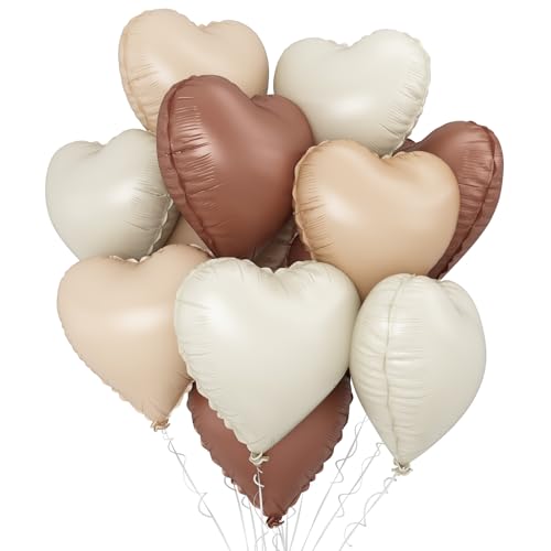 Cremebraune Herzballons, 12 Stück, beigebraun, Aprikosen-Folie, Heliumherzballon, 45,7 cm, hautfarben, neutrale Kaffee-Party-Dekorationen für Boho, Geburtstag, Hochzeit, Brautparty, Babyparty Cremebraune Herzballons, 12 Stück, beigebraun, Aprikosen-Folie, Heliumherzballon, 45,7 cm, hautfarben, neutrale Kaffee-Party-Dekorationen für Boho, Geburtstag, Hochzeit, Brautparty, Babyparty von TAOYE