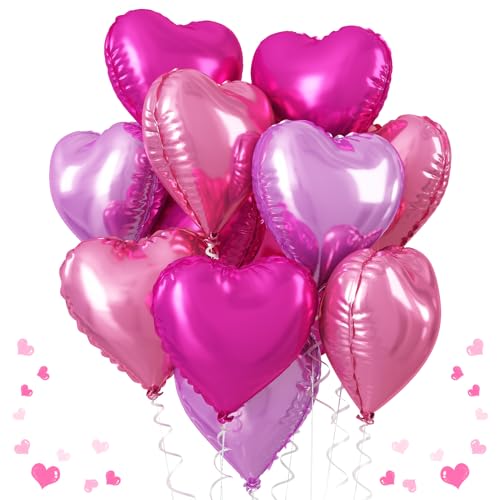 Herz Folienballon Rosa Lila, 18 Zoll Lavendel Violett Rosagold Herz Helium Luftballons Heiß Rosa Rosagold und Lila Herzen Folienluftballon für Geburtstag Hochzeit Verlobung Valentinstag von TAOYE