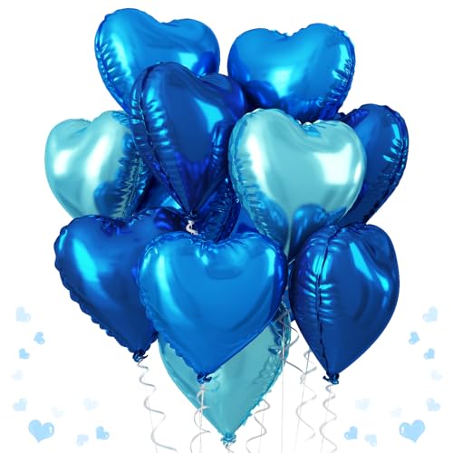Herz Folienballons Blau, 18 Zoll Königlich Blau Licht Blau Herz Helium Luftballons Dunkelblau Licht Blau Herz Folienballons Blau Mischen Herzballons für Geburtstag Hochzeit Graduierung Valentinstag von TAOYE