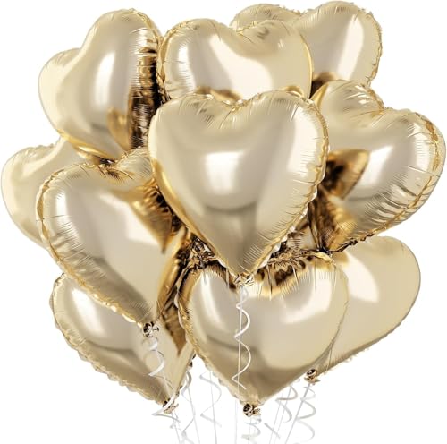 Herzballons in Pastellgold, 45,7 cm, 10 Stück, hellgelbe Folie, Herz-Party-Dekorationen Herzballons in Pastellgold, 45,7 cm, 10 Stück, hellgelbe Folie, Herz-Party-Dekorationen von TAOYE
