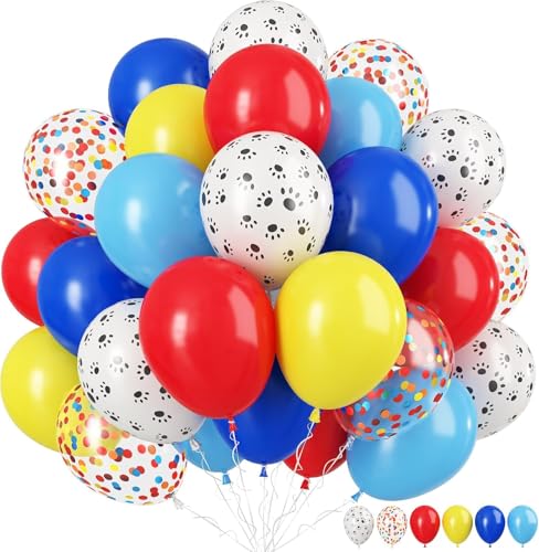 Hundepfoten-Luftballons, 30,5 cm, Karnevals-Zirkus-Party-Dekorationen, rot, gelb, blau und weiß, buntes Konfetti-Pfotenabdruck, Welpe, Latex-Ballon für Hundethema, Kinder Hundepfoten-Luftballons, 30,5 cm, Karnevals-Zirkus-Party-Dekorationen, rot, gelb, blau und weiß, buntes Konfetti-Pfotenabdruck, Welpe, Latex-Ballon für Hundethema, Kinder von TAOYE