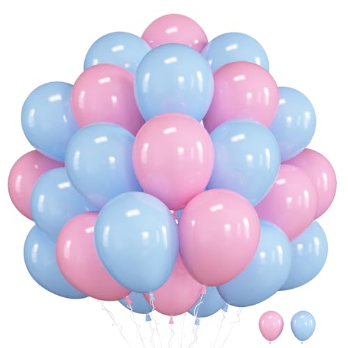 Luftballons Rosa Blau, 12 Zoll Rosa und Blaues Luftballon Baby Gender Reveal Ballons Macaron Blau Rosa Latex Ballons für Babyparty Geburtstage Kinder Party Dekorationen von TAOYE