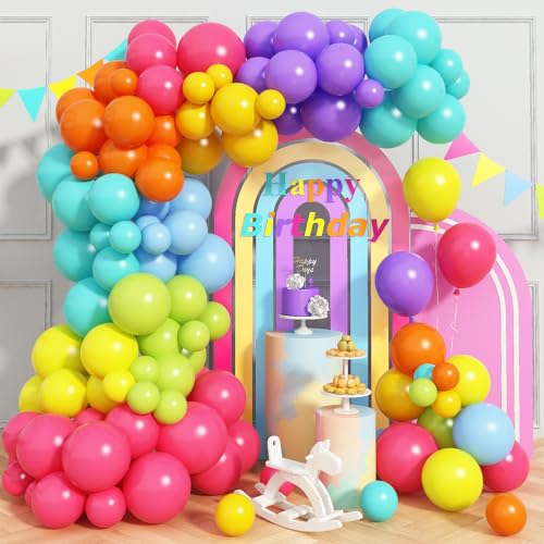 Mehrfarbiges Neon-Ballon-Bogen-Girlande-Set, 30,5 cm, bunte Luftballons, Latex-Ballon, Regenbogen-Tropen-Party-Dekorationen für Sommer, Pool, Surfen, Strand, Karneval, Kindergeburtstagsdekoration Mehrfarbiges Neon-Ballon-Bogen-Girlande-Set, 30,5 cm, bunte Luftballons, Latex-Ballon, Regenbogen-Tropen-Party-Dekorationen für Sommer, Pool, Surfen, Strand, Karneval, Kindergeburtstagsdekoration von TAOYE