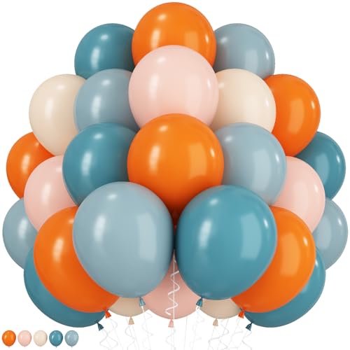 Orange und Blau Luftballons, 60 Stück Retro Meeresblau und Mandarine Latexballon, 30,5 cm Blaugrün, Elfenbein, Hellblau, Party-Dekoration für Boho-Thema, Geburtstag, Babyparty, Brautparty Orange und Blau Luftballons, 60 Stück Retro Meeresblau und Mandarine Latexballon, 30,5 cm Blaugrün, Elfenbein, Hellblau, Party-Dekoration für Boho-Thema, Geburtstag, Babyparty, Brautparty von TAOYE