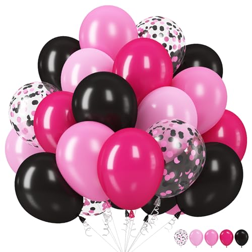 Rosa und Schwarz Luftballons, 12 Zoll Hot Pink und Matt Schwarz Latex Ballons mit Konfetti Helium Ballon für Mädchen Frauen Prinzessin Geburtstag Hochzeit Braut Baby Shower Bachelorette Party Rosa und Schwarz Luftballons, 12 Zoll Hot Pink und Matt Schwarz Latex Ballons mit Konfetti Helium Ballon für Mädchen Frauen Prinzessin Geburtstag Hochzeit Braut Baby Shower Bachelorette Party von TAOYE