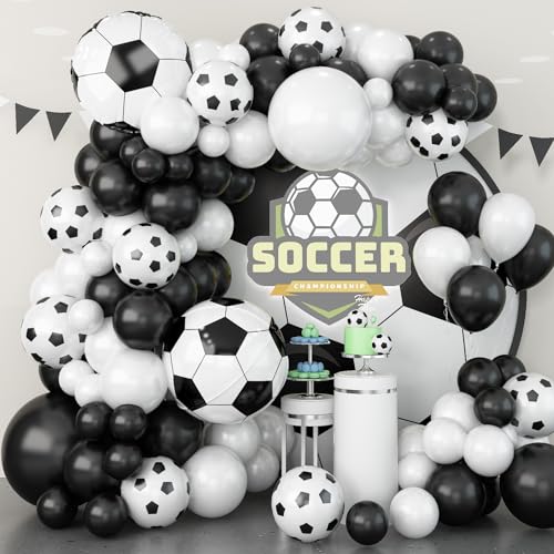 Schwarz Weiß Ballons Girlande Set, Fußball Thema Party Deko von TAOYE