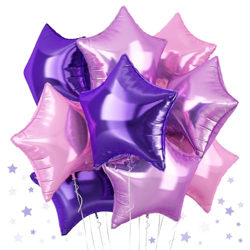 Stern Foil Luftballon Lila Rosa, 18 Zoll Lavendel Lila Rosa Stern Folienballons Dunkellila und Helllila Pentagramm Helium Folien Ballons für Mädchen Geburtstag Hochzeit Party Dekoration von TAOYE