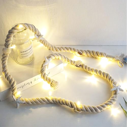 Led Muschel Lichterkette, Led Seil Lichterkette, 15 Leds Meer Tischdeko Maritim Led Lichterkette, 1,5m Led Micro Lichterkette Seil Batteriebetrieben, Außenbereich 6W (A - 1,5cm) von TAOZHUGONG