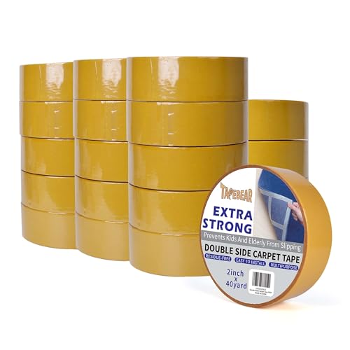 TAPEBEAR 20 Rollen Extra Starkes Teppichklebeband Doppelseitig, Teppichklebeband RüCkstandsfrei, Doppelseitiges Klebeband Ablösbar, Teppichverlegeband FüR Teppich, Bodenbelag, 2inch X 40yard TAPEBEAR 20 Rollen Extra Starkes Teppichklebeband Doppelseitig, Teppichklebeband RüCkstandsfrei, Doppelseitiges Klebeband Ablösbar, Teppichverlegeband FüR Teppich, Bodenbelag, 2inch X 40yard von TAPEBEAR