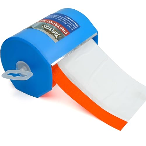 TAPEBEAR Abdeckfolie mit Klebeband 550mm x 27m, Malerfolie mit Dispenser, staubdicht für Möbel, Auto, Renovierung, Lackieren, 1 Rolle TAPEBEAR Abdeckfolie mit Klebeband 550mm x 27m, Malerfolie mit Dispenser, staubdicht für Möbel, Auto, Renovierung, Lackieren, 1 Rolle von TAPEBEAR