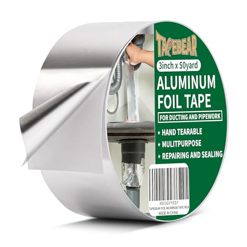 TAPEBEAR Aluminiumband, Aluminium Klebeband, Beständig 80° C bis 100° C, Alu-Klebeband Wasserdichtes HitzebestäNdiges, Zum Versiegeln, Reparieren Und Isolieren, 3inch X 50yard TAPEBEAR Aluminiumband, Aluminium Klebeband, Beständig 80° C bis 100° C, Alu-Klebeband Wasserdichtes HitzebestäNdiges, Zum Versiegeln, Reparieren Und Isolieren, 3inch X 50yard von TAPEBEAR