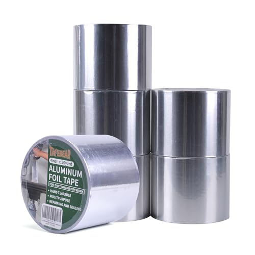 TAPEBEAR Aluminiumband 6Rollen 46m x 100mm, Aluminium Klebeband, Beständig 80° C bis 100° C, Alu-Klebeband Wasserdichtes HitzebestäNdiges, Zum Versiegeln, Reparieren Und Isolieren TAPEBEAR Aluminiumband 6Rollen 46m x 100mm, Aluminium Klebeband, Beständig 80° C bis 100° C, Alu-Klebeband Wasserdichtes HitzebestäNdiges, Zum Versiegeln, Reparieren Und Isolieren von TAPEBEAR