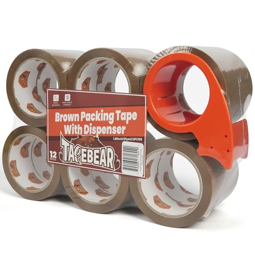 TAPEBEAR Braunes Verpackungsklebeband mit Spender, 66um stark, 48mm x 50m – Stark haftendes Klebeband zum Kartonschließen, Versand, Paketversand & Lagerung,12Rollen TAPEBEAR Braunes Verpackungsklebeband mit Spender, 66um stark, 48mm x 50m – Stark haftendes Klebeband zum Kartonschließen, Versand, Paketversand & Lagerung,12Rollen von TAPEBEAR