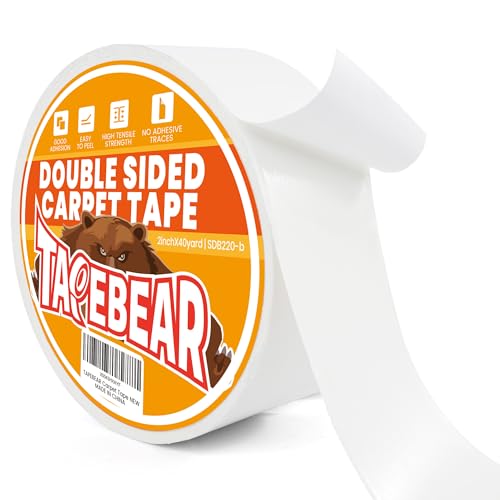 TAPEBEAR Extra Starkes Teppichklebeband Doppelseitig, Teppichklebeband RüCkstandsfrei, Doppelseitiges Klebeband Ablösbar, Teppichverlegeband FüR Teppich, Bodenbelag, 2inch X 40yard, Weiß TAPEBEAR Extra Starkes Teppichklebeband Doppelseitig, Teppichklebeband RüCkstandsfrei, Doppelseitiges Klebeband Ablösbar, Teppichverlegeband FüR Teppich, Bodenbelag, 2inch X 40yard, Weiß von TAPEBEAR