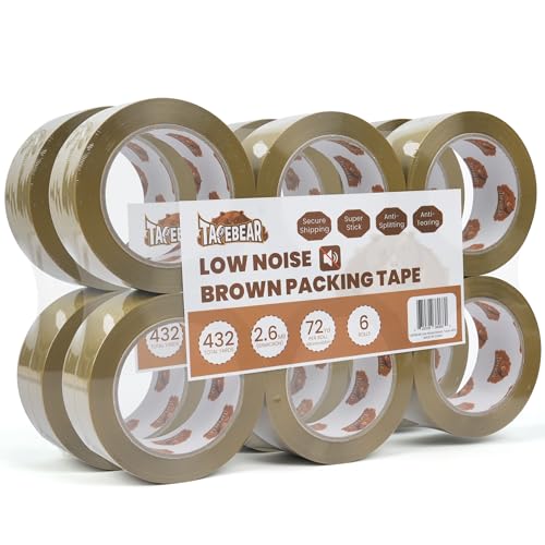 TAPEBEAR Geräuscharmes Paketklebeband Braun Packband 48mm x 66m, 12Rollen Klebeband Kartonband zum Verpacken von Paketen und Versandschachteln TAPEBEAR Geräuscharmes Paketklebeband Braun Packband 48mm x 66m, 12Rollen Klebeband Kartonband zum Verpacken von Paketen und Versandschachteln von TAPEBEAR