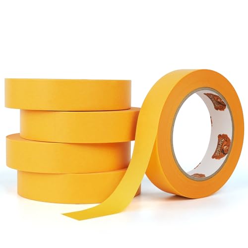TAPEBEAR Goldband Klebeband Profi Malerkrepp 25mm x 50m, 5x Malerband Maler Abklebeband Gold Washi-Papier Selbstklebend für Innen Malerarbeiten, Lackieren und Renovierungen TAPEBEAR Goldband Klebeband Profi Malerkrepp 25mm x 50m, 5x Malerband Maler Abklebeband Gold Washi-Papier Selbstklebend für Innen Malerarbeiten, Lackieren und Renovierungen von TAPEBEAR