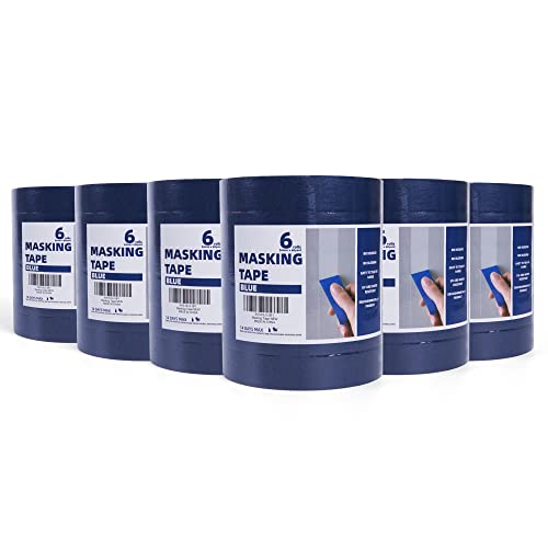 TAPEBEAR UV Beständig Malerkrepp, Blaues Maler Klebebänder Für Malerarbeiten, Keinerlei Rückstände Abklebeband Blau Malerabdeckband Wasserdicht, 24mm x55m, 36Rolls von TAPEBEAR