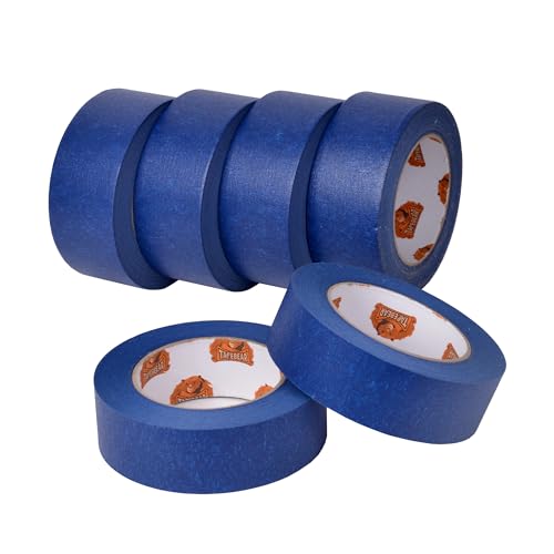 TAPEBEAR UV Beständig Malerkrepp, Blaues Maler Klebebänder Für Malerarbeiten, Saubere Kanten, Keinerlei Rückstände,Abklebeband Blau Malerabdeckband Wasserdicht, 48mm x 60yard, 6Rollen von TAPEBEAR