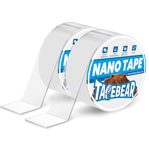 TAPEBEAR Nano Klebeband 50mm x 3m doppelseitig Handabreißbar wiederverwendbar rückstandsfrei für Bilder Poster Teppiche Deko spülmaschinenfest haftverstärkend von TAPEBEAR