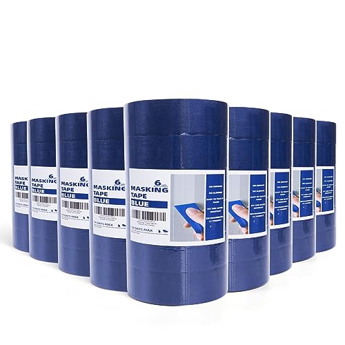 TAPEBEAR UV Beständig Blaues Abdeckband, Malerband, rückstandsfreies blaues Klebeband, Dekorateure, Künstlerband mit scharfen Linien zum Malen, Farbband, Papierband, 36 mm x 55 m, 54 Rollen von TAPEBEAR