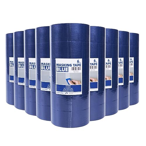 TAPEBEAR UV Beständig Blaues Abdeckband, Malerband, rückstandsfreies blaues Klebeband, Dekorateure, Künstlerband mit scharfen Linien zum Malen, Farbband, Papierband, 48 mm x 55 m, 54 Rollen von TAPEBEAR