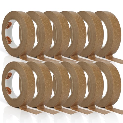 TAPEBEAR Umweltfreundliches Kraftpapier-Klebeband (24mm x 50m, 12 Rollen), recycelbar,Beschreibbare Verpackungsband für Versand, Maskieren, Verpacken, Ungestrichene Oberfläche von TAPEBEAR