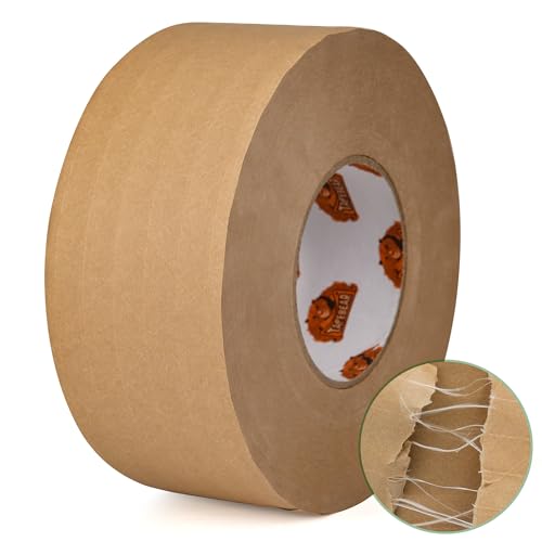 TAPEBEAR Umweltgerechtes Kraftpapier Klebeband, Wasser-aktiviertes Paketbänder 70mm x 137m Biologisch abbaubares Klebeband, Abbaubar Verpackungsband, Recycelbar Braun Papier Packband von TAPEBEAR