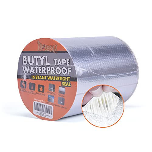 TAPEBEAR Wasserdichtes Butylband, Starkes Selbstklebendes DichtungsbäNder, Silber Aluminium Klebeband Zur Reparatur Für Dachleckage Oberflächenriss Wohnwagen Rohr Glas Fenster, 6inch x 16feet TAPEBEAR Wasserdichtes Butylband, Starkes Selbstklebendes DichtungsbäNder, Silber Aluminium Klebeband Zur Reparatur Für Dachleckage Oberflächenriss Wohnwagen Rohr Glas Fenster, 6inch x 16feet von TAPEBEAR