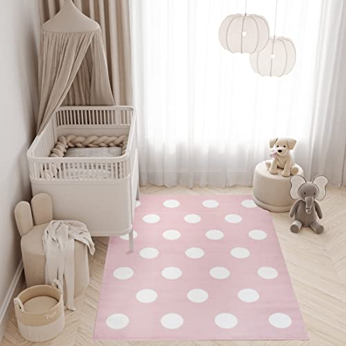 TAPISO Pinky Teppich Kurzflor Kinderteppich Kinderzimmer Rosa Weiß Pastellfarben Modern Geometrisch Kreise Punkte Spielteppich ÖKOTEX 80 x 150 cm TAPISO Pinky Teppich Kurzflor Kinderteppich Kinderzimmer Rosa Weiß Pastellfarben Modern Geometrisch Kreise Punkte Spielteppich ÖKOTEX 80 x 150 cm von TAPISO