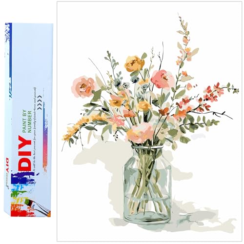 TARATH Malen Nach Zahlen Erwachsene Anfänger, Handgemalt Ölgemälde Leinwand Kits, Blume Paint by Numbers Malen Nach Zahlen zur Heimdekoration, Kein Rahmen (40x50cm) von TARATH