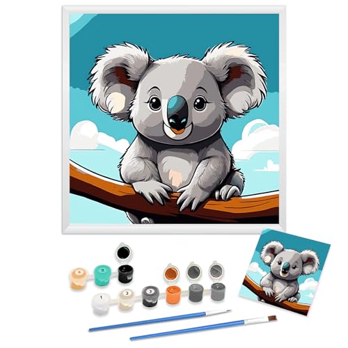 TARATH Malen nach Zahlen Kinder, Paint by Numbers ab 7 8 9 Jahre Mädchen und Junge, Malen nach Zahlen mit Rahmen, 20 X 20cm (Koala) von TARATH