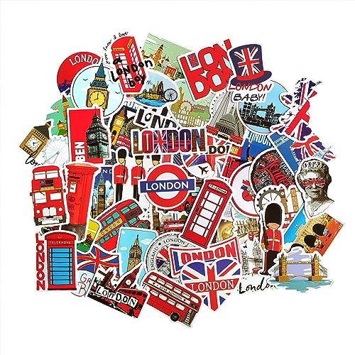 London Sticker Aufkleber Rote Busse für Jugendliche London Großbritannien England Vereinigtes Königreich Urlaub Reise Wasserflaschen Sticker Laptop Skateboard Becher Fahrräder Scrapbook UK von TARIFA UNITED