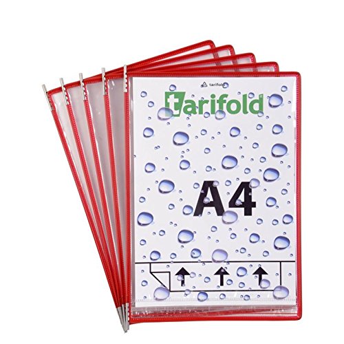 Djois, 114063 - Edelstahl Anti-Feuchtigkeit Drypocket, A4, Hochformat, Rot, 5 Stück, Dokumentenschutz, Wasserdicht, Flexibilität, Hygiene, Fabriken, Küchen, Lebensmittelindustrie von TARIFOLD