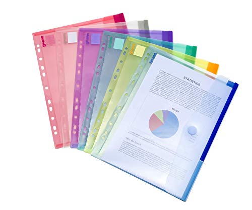 Dokumententasche Sammeltasche Din A4- Tarifold 12 Stk. in 6 Farben Blau, Gelb, Lila, Grün, Transparent, Rosa - 510229 von TARIFOLD