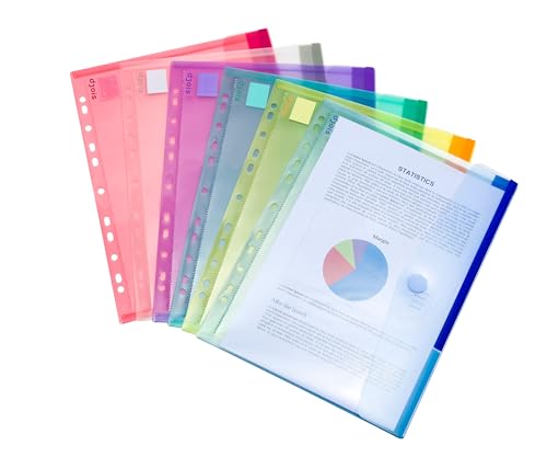 Dokumententasche Sammeltasche Din A4- Tarifold 12 Stk. in 6 Farben Blau, Gelb, Lila, Grün, Transparent, Rosa - 510229 von TARIFOLD