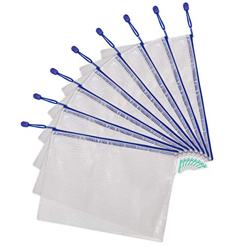 Reißverschlusstaschen, A4, Pack mit 8 Stück - Blau Reißverschlusstaschen, A4, Pack mit 8 Stück - Blau von Djois