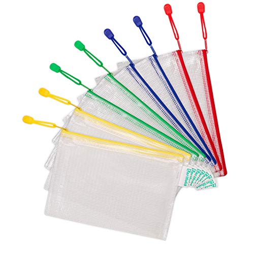 Tarifold Fr 509029 Hüllen aus Kunststoff, A5, Reißverschluss, Dokumentenhüllen, transparent, für Büro, Reise, Schule, Haus, verschiedene Farben, 8 Stück Tarifold Fr 509029 Hüllen aus Kunststoff, A5, Reißverschluss, Dokumentenhüllen, transparent, für Büro, Reise, Schule, Haus, verschiedene Farben, 8 Stück von Djois